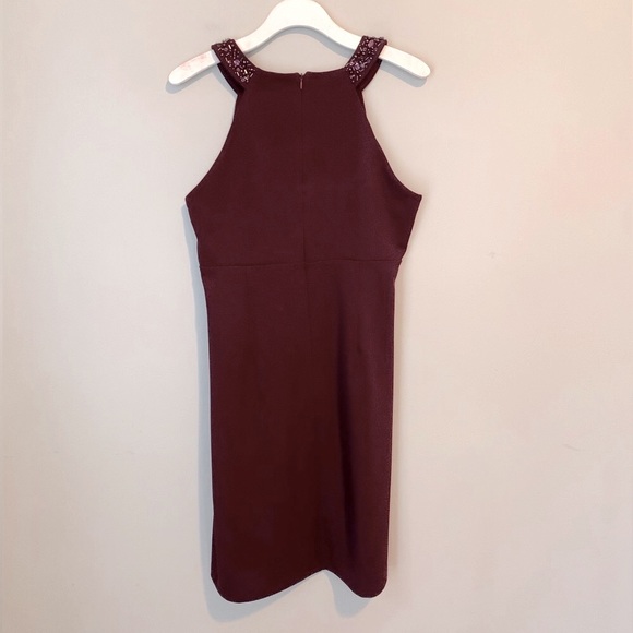 SLNY size 12 beaded halter neck sheath dress - Picture 12 of 16